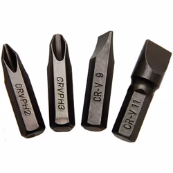 Embouts de rechange pour tournevis à frapper Longueur 36 mm 6 Pans de 8 mm 2 Embouts plats (8 et 10) 2 Embouts cruciformes Ph ...