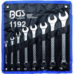 Trousse de clés mixtes Acier chrome vanadium Contient 1 clé de chaque dimension : 6-8-10-11-13-14-17-19 mm Finition chromée s ...