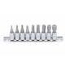 Jeu de douilles à embouts 63 mm (1/4) six pans intérieurs en pouce 9 pièces