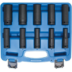 Jeu de douilles à choc, six pans, longues 12,5 mm (1/2") 10 - 24 mm 10 pièces