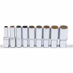 Sur rail de métal avec cannelure Étendue de la livraison : Douilles pour clé, carré 12,5 mm (1/2"), douze pans : 10 - 13 - 15 ...