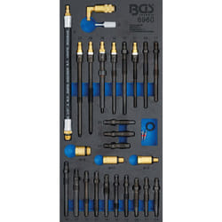 Bgs Technic - Insert de servante d'atelier 1/3 : Jeu d'adaptateurs pour testeur de compression et de pertes de pression 30 pièces