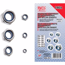 BGS technic 8135, Écrou hexagonal, Chrome, Chrome, Platine, Chrome, 570 g, 146 pièce(s)