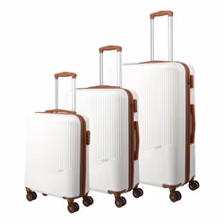 travelite Valise blanc brun clair pour femme et homme Bali 4W Trolley L / M / S White / Cognac 268221