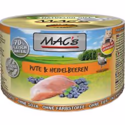 MAC's 806, Adulte, Myrtille, Dinde, 200 g, Sans grain