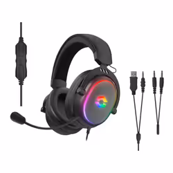 SPEEDLINK CONUX RGB, Avec fil, 20 - 20000 Hz, Jouer, 265 g, Casque, Noir