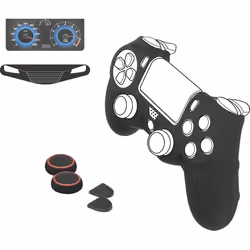SPEEDLINK Guard Silicone Skin Kit 7-in-1, PlayStation 4, Kit de protection, Noir, Silicone, 7 pièce(s), Ampoule