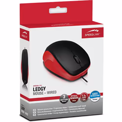 SPEEDLINK LEDGY, Droitier, Optique, USB Type-A, 900 DPI, Noir, Rouge