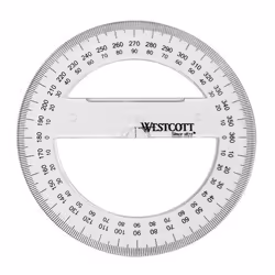 Rapporteur circulaire - WESTCOTT - 100 mm - Plastique transparent - Graduations gravées - 360 degrés