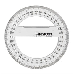 Rapporteur circulaire - WESTCOTT - 100 mm - Plastique transparent - Graduations gravées - 360 degrés