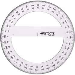Rapporteur - WESTCOTT - 150 mm - Plastique transparent - Mesure 360° - Graduations gravées