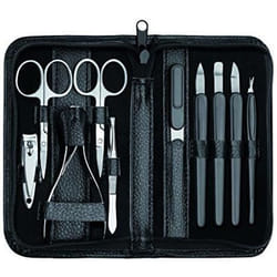 Étui de manucure - CLAUSS - Noir - Instruments en acier inoxydable - Cuir - Mixte