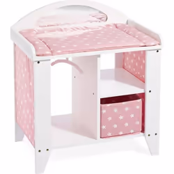 Table à langer pour poupées HOWA - modèle Stars - en bois blanc avec matelas panier et cintres