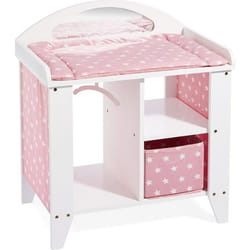 Table à langer pour poupées HOWA - modèle Stars - en bois blanc avec matelas panier et cintres