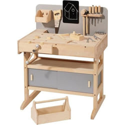 Etabli en bois avec caisse à outils - HOWA - 4900 - 32 pièces - Hauteur réglable - Pour enfants de 3 ans et plus
