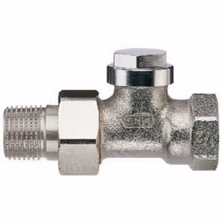Pre-settable radiator lockshield valve for the return with shut-off facility. Optional flow direction. Supports draining and  ...