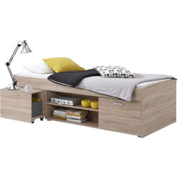 Lit combiné enfant CARLO - Mélamine chêne - 90 x 200 cm