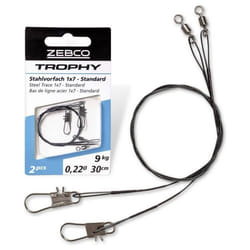 Bas de Ligne - ZEBCO - Trophy Steel Trace - 1x7 - 50 cm - 15 kg - Émerillon et Mousqueton