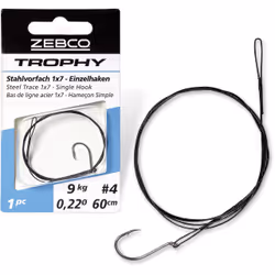 Bas de ligne en acier simple hameçon Zebco Trophy Trace 1x7