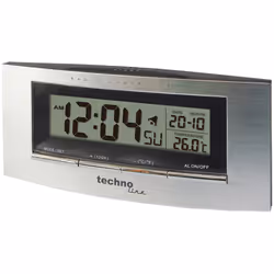 Technoline WT182, Réveil numérique, Rectangle, Argent, 12/24h, F, °C, LCD