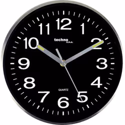 Technoline WT 7620, Mur, Quartz clock, Rond, Noir, Argent, Métal, Mignon AA