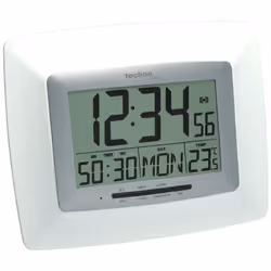 Technoline WS 8100, Réveil numérique, Argent, Blanc, AA Mignon, LR 06, 1,5 V, 27 mm, 195 mm