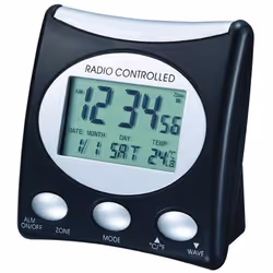 Technoline WT 221 T, Réveil numérique, Noir, 12/24h, LCD, Batterie, 76 mm