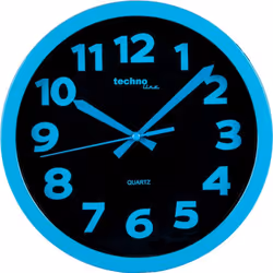 Technoline WT 7420, Mur, Quartz clock, Rond, Noir, Bleu, Batterie, AA