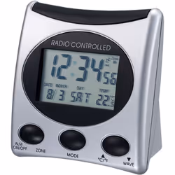 Technoline WT 221, Réveil numérique, Argent, 12/24h, F, °C, Universel, LCD