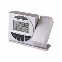Technoline Radio Controlled Alarm Clock with Projection, Argent, AAA, 8760 h, 123 x 42 x 91 mm