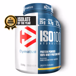 Dymatize ISO 100, Poudre, Protéine de lactosérum hydrolysé, Isolation de la protéine de lactosérum, Banane, L-Alanine, L-Argi ...