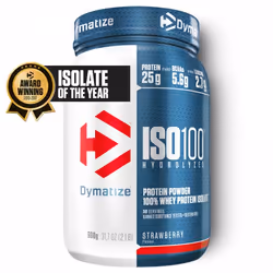 Dymatize ISO 100, Poudre, Protéine de lactosérum hydrolysé, Isolation de la protéine de lactosérum, Fraise, L-Alanine, L-Argi ...