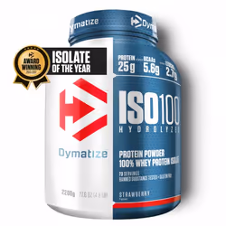 Dymatize ISO 100, Poudre, Protéine de lactosérum hydrolysé, Isolation de la protéine de lactosérum, Fraise, L-Alanine, L-Argi ...