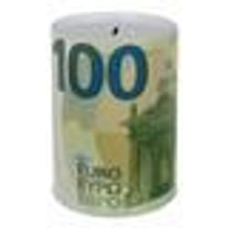 Grande Tirelire en Métal XXL Motif Billets de Banque de 100 EURO / Dimensions : 15 x 15 x 22 cm