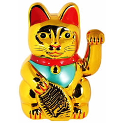 Out Of The Blue - Chat porte bonheur en pvc doré