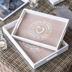 Plateaux - Homania - I Love My Home - Bois - Vintage - Pack de 2
