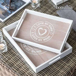Plateaux - Homania - I Love My Home - Bois - Vintage - Pack de 2