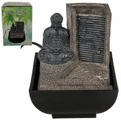 Mini-Fontaine d'intérieur grise Bouddha en Polyrésine 16 cm