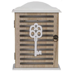 Boîtier Range-clés - Bois - 6 crochets - 27.5 cm hauteur - 19 cm largeur - Marron