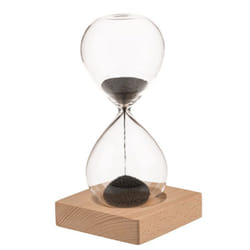 Sablier De Décoration - Magnetiq - Verre - Sable Anthracite - Socle En Bois - Magnétique