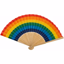 Éventail décoratif et utilitaire Arc-en-ciel Bamboo et Polyester Dimensions : 38 x 21 cm