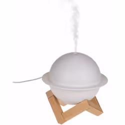 Diffuseur d'Huiles essentielles lumineux en forme de Planète Plastique et bois Hauteur 14 cm - Largeur 13 cm - Profondeur 13  ...