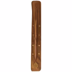Porte bâton d'encens en bois Dimensions : Longueur 25.5 cm x Largeur 3.7 cm x Hauteur 0.6 cm En bois incrusté de laiton Fabri ...