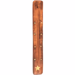 Porte bâton d'encens en bois Dimensions : Longueur 25.5 cm x Largeur 3.7 cm x Hauteur 0.6 cm En bois incrusté de laiton Fabri ...