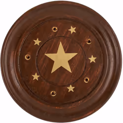 Porte bâton d'encens rond en bois Dimensions : Diamètre 10 cm x Hauteur 1.5 cm En bois Fabriqué en Inde de manière artisanale ...