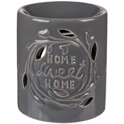 Brûle-Parfum home sweet home en céramique grise Brûleur en céramique pour faire fondre la cire aromatique, parfums à bruler e ...