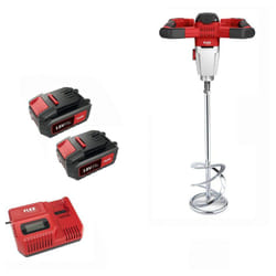 Malaxeur Flex avec pale Ø120 + 2 batteries 5Ah + chargeur mxe 18.0-EC/5.0 495972