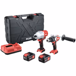 Kit combiné Flex PD 2G 18.0-EC FS55 + IW 3/4' 18.0-EC 5Ah, ce kit contient la visseuse à chocs IW 3/4 et une perceuse-visseus ...