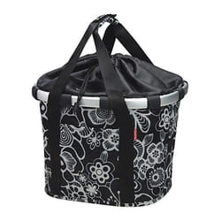 Panier avant Klickfix Reisenthel 35x28x26 noir/fleurs blanches