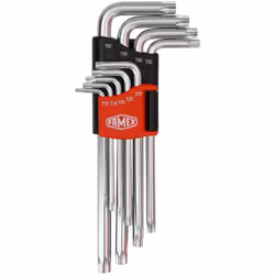 FAMEX 10788 Jeu de males Torx 9 pièces Contenu: 9 cles mâles pour vis de Torx en acier au chrome vanadium Tailles : T-10 / 15 ...